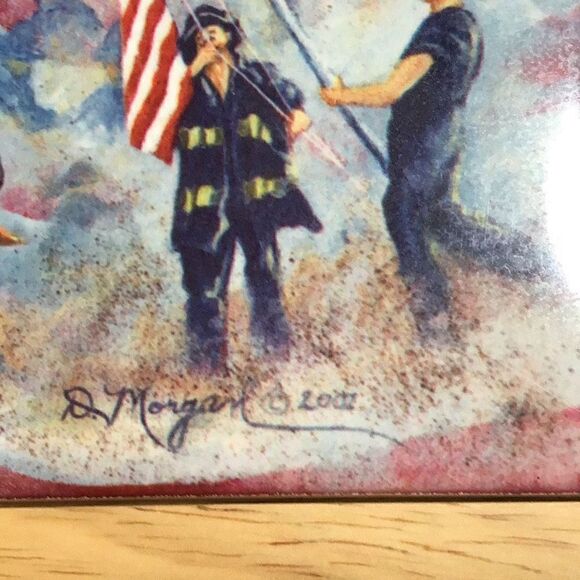 911 framed tile trivet by D Morgen - Picture 3 of 4